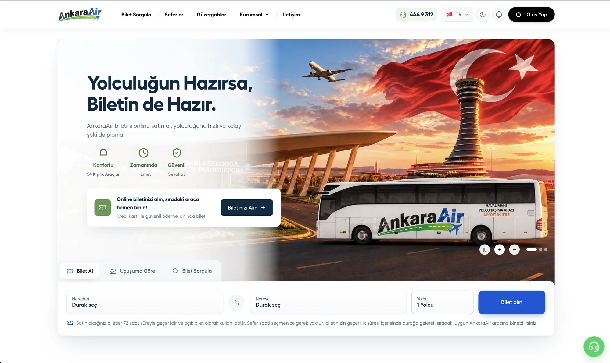 AnkaraAir – Web Sitesi ekran görüntüsü